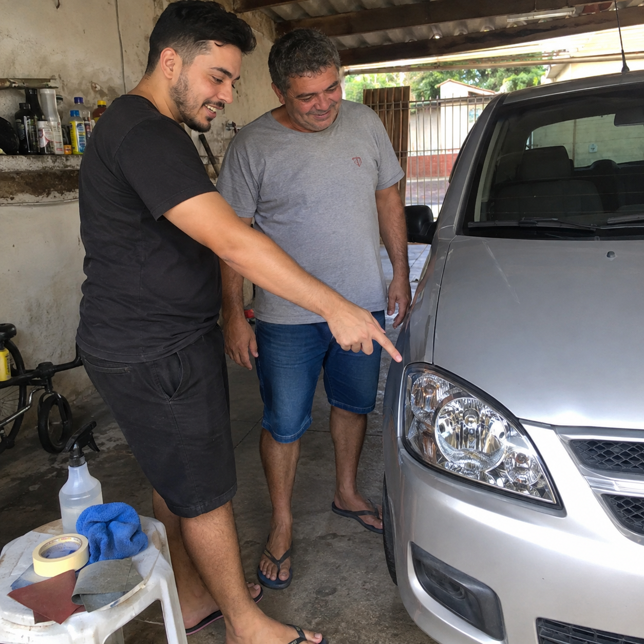 Cena ilustrativa da apresentação de um farol a outra pessoa